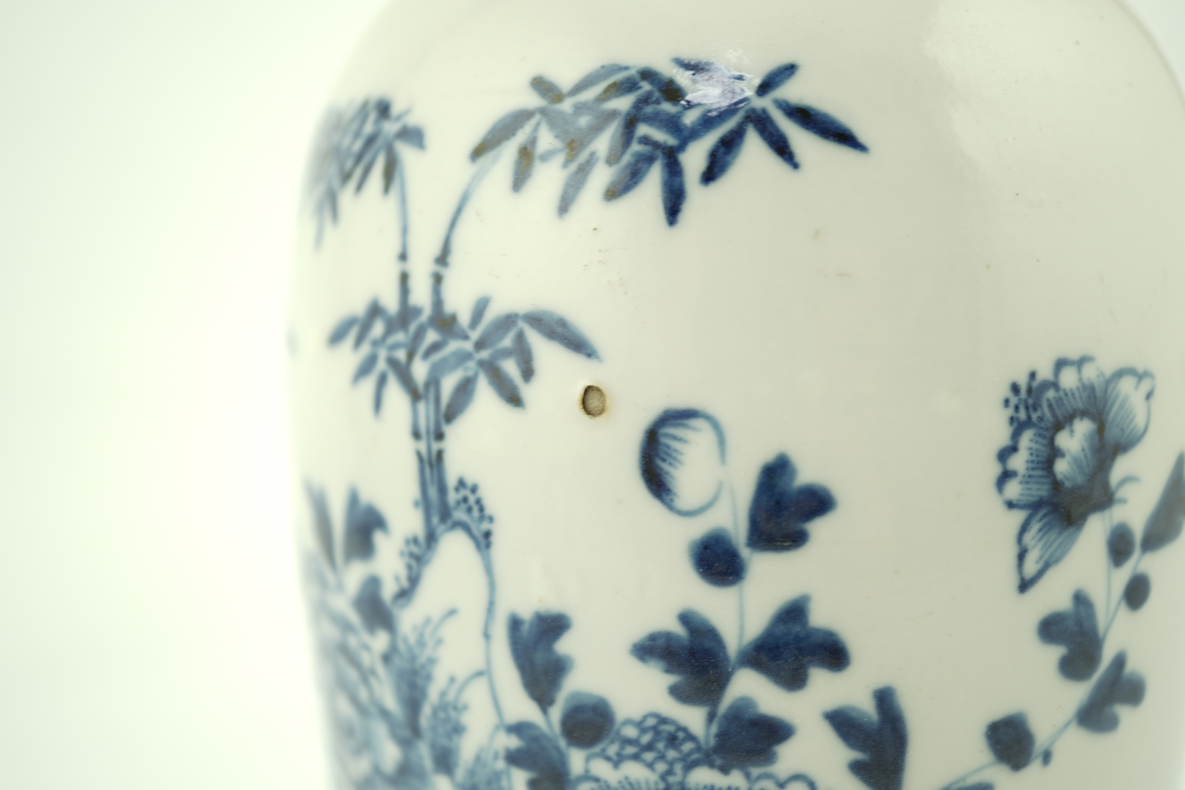 A Chinese blue and white ‘peonies and bamboo’ vase, Jiaqing period